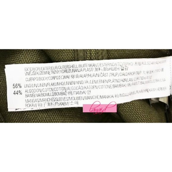 Zara Linen Lamb Leather Jacket Army Olive Green Utility Moto Edgy Biker Coat XS - Picture 16 of 16